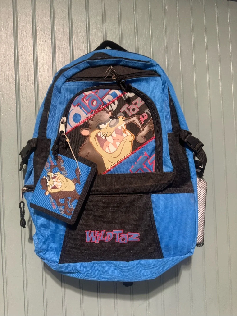 Wild Taz Blue and Black Backpack with Water Bottle and Wallet Looney Tunes NWT